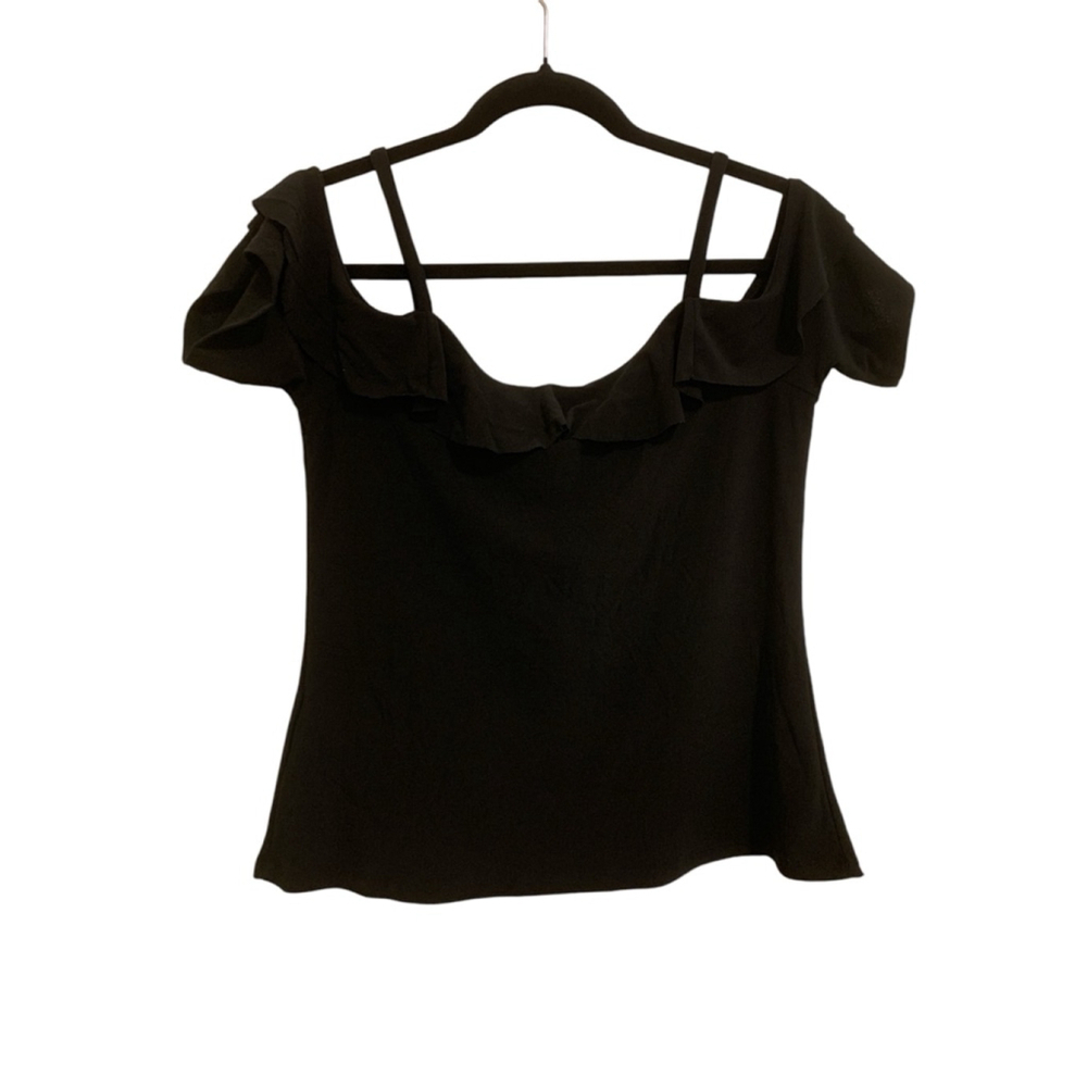 Bar III Black Top cold shoulder off shoulder Large Y2K sexy summer festival - Picture 12 of 15